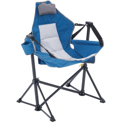 VEVOR Reclining Camping Chair, 136 kg Load Camping Hammock Chair, Rocking Lounge Folding Chair with Cup Holder Storage Bag Headrest & Adjustable Backr