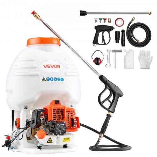 VEVOR Gas Powered Backpack Sprayer, 26.5CC 0.9HP Engine, Garden Sprayer with 5 Gallon Tank, Large Area Coverage, Lawn Spraying Machine with 24 in Wand