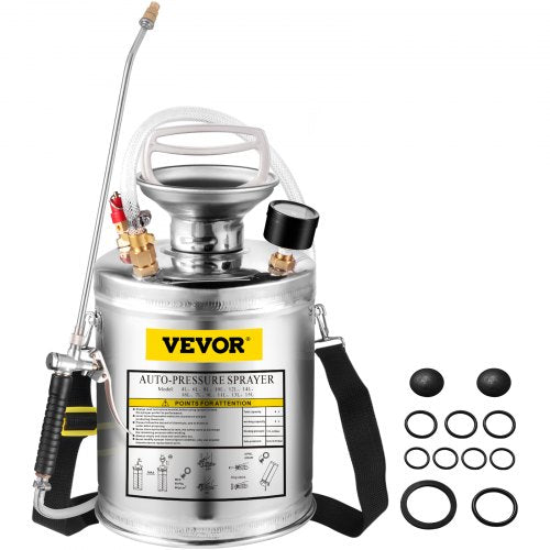 VEVOR Stainless Steel Sprayer 4L Household Gardening and Floor Cleaning Sprayer, Suitable for the Current Neds of Industry, Agriculture, Commerce, Med