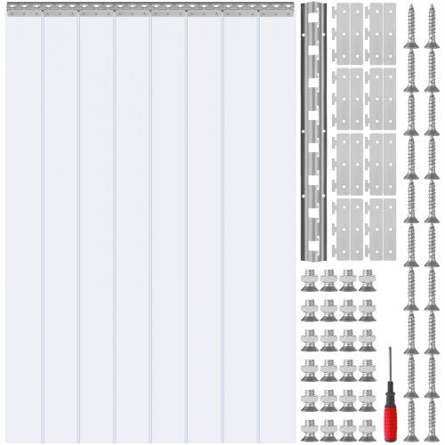 VEVOR Strip Curtain, 96" Height x 48" Width, 0.08" Thickness, 8PCS Clear PVC Strip Door Curtain, Freezer Curtain, Plastic Door Strips for Walk in Free