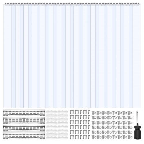 VEVOR Strip Curtain PVC Door Curtain 243.8 cm x 243.8 cm Cooler Freezer Clear Plastic