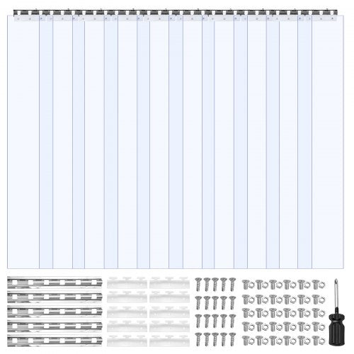 VEVOR Strip Curtain PVC Door Curtain 152.4 cm x 213.4 cm Cooler Freezer Clear Plastic