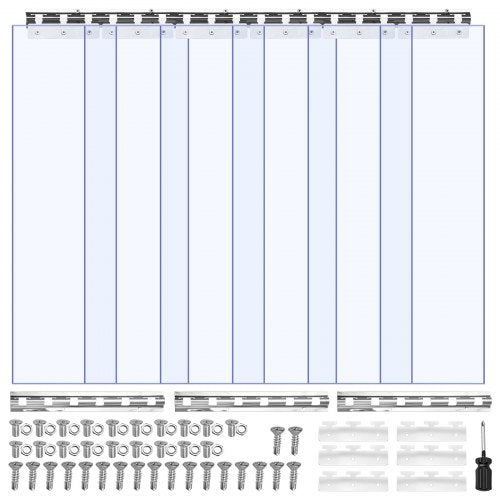 VEVOR Clear PVC Strip Curtain, 80 in Height x 36 in Width x 0.08 in Thickness, 6 PCS Walk in Freezer Cooler Curtain Strips, Smooth Waterproof Plastic