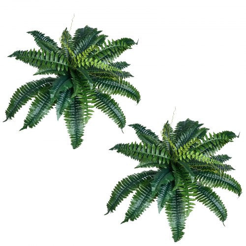 VEVOR Artificial Ferns 2 Pcs, Natural Spread Diameter 31-34 Inch, Large Hanging Artificial Boston Ferns, Fake Plant Wall Decor with 30 Branches, Faux