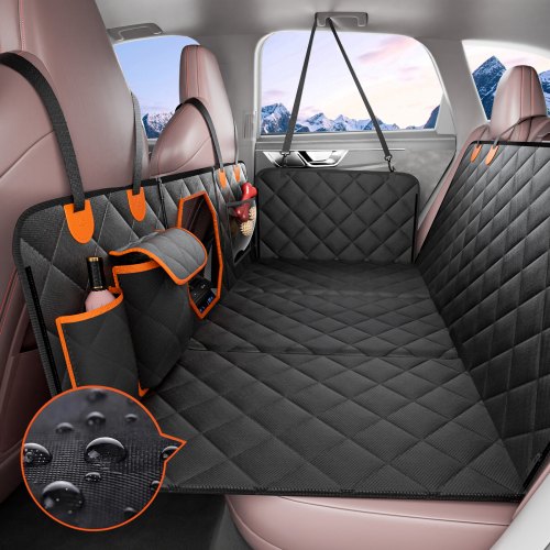 VEVOR Dog Car Seat Cover for Back Seat, 52 x 23.5 in Waterproof, 600D Heavy Duty Pet Car Seat Protectors with Mesh Window and Storage Pocket, Scratchp