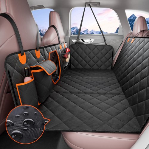 VEVOR Dog Car Seat Cover for Back Seat, 54 x 26.5 in 100% Waterproof, 600D Heavy Duty Backseat Pet Car Hammock Extender with Mesh Window Storage Pocke