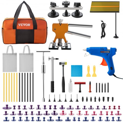 VEVOR Dent Removal Tool, 89 Pcs Paintless Dent Repair Tools, Led Baffle Board Car Dent Repair Kit, Glue Puller Tabs Dent Puller Kit for Auto Dent Remo