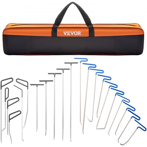 VEVOR Rods Dent Removal Kit, 21 Pcs Paintless Dent Repair Rods, Stainless Steel Dent Rods, Whale Tail Dent Repair Tools, Professional Hail Dent Remova