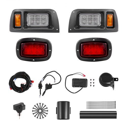 VEVOR Golf Cart Light Kit, 12 Volt, Street Legal LED Headlight and Taillight Kit with Wiring Harness, Turn Signals, Hazard Light, Switch Horn, Brake P
