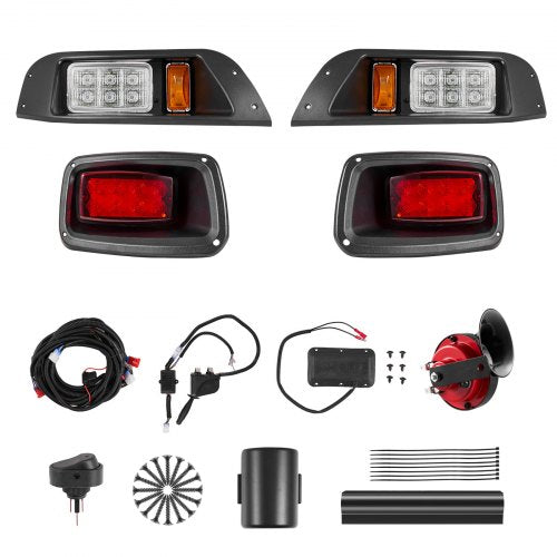 VEVOR Golf Cart Light Kit, 12 Volt, Street Legal LED Headlight and Tail Light Kit with Wiring Harness, Turn Signals, Hazard Light, Switch Horn, Brake