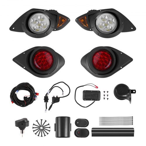 VEVOR Golf Cart Light Kit, 12 Volt, Street Legal LED Headlight and Taillight Kit with Wiring Harness, Turn Signals, Hazard Light, Switch Horn, Brake P