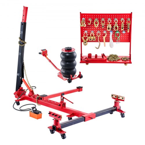 VEVOR Auto Body Frame Puller Straightener, 6T Tension Car Body Repair Equipment with 3T Airbag Jack & 6000PSI Hydraulic Foot Pump, Include 16 Straight