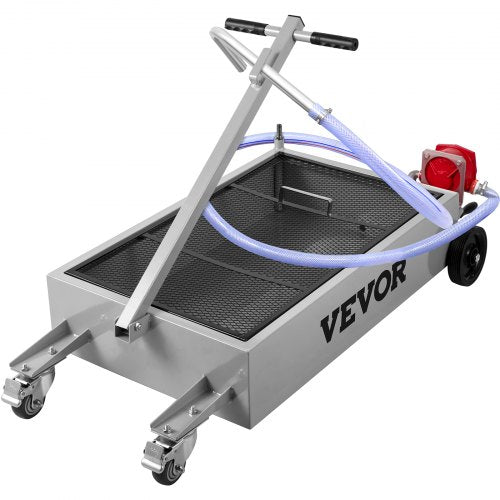 VEVOR Oil Drain Pan 15 Gallon Oil Drain Tank, 57L Low Profile Oil Drain Pan, Large Capacity Oil Change Pan, Foldable Hand, with Pump, Hose, Swivel Cas