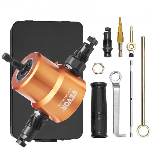 VEVOR Double Head Sheet Metal Nibbler Cutter, 360 Degree Metal Nibbler Drill Attachment with Extra Punch and Die, Cutting Hole Accessory and Step Dril