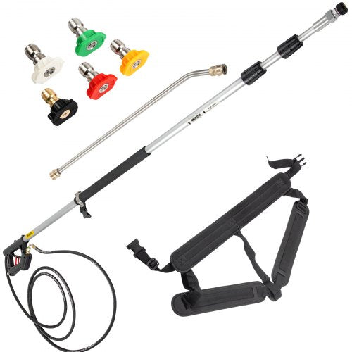 VEVOR Pressure Washer Wand Telescoping 548.6 cm 4000psi Telescopic Pressure Washer Wand with Strap Belt 0.95 cm Quick Connector Extension Pole for Pow