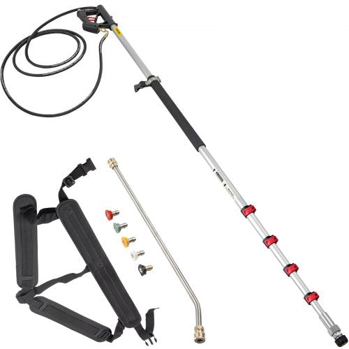 VEVOR Telescoping Pressure Washer Wand, 20 ft 5-Section Length Adjustable, Max. 4000 PSI Pressure, Fit for 3-8'' Quick Connection with Extension Wand,