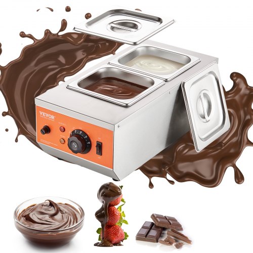 VEVOR Chocolate Tempering Machine, 2 Tanks Chocolate Melting Pot with TEMP Control 30℃-85℃, 800W Stainless Steel Electric Commercial Food Warmer For C
