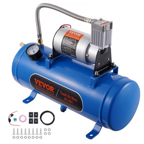 VEVOR 12V Air Compressor with Tank 1.6 Gallon-6 L, Train Horn Air Compressor, 120 psi Working Pressure Onboard Air Compressor System for Train Air Hor