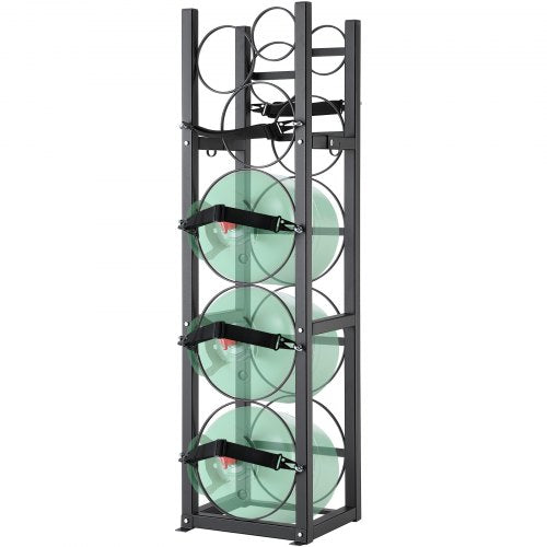 VEVOR Refrigerant Tank Rack, with 3 x 30lbs and Other 3 Small Bottle Tanks, Cylinder Tank Rack 12.79x12.99x47.12 in, Refrigerant Cylinder Rack and Hol