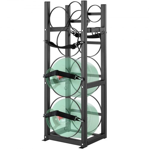 VEVOR Refrigerant Tank Rack, with 2 x 30lbs and Other 3 Small Bottle Tanks, Cylinder Tank Rack 12.79x12.99x47.12 in, Refrigerant Cylinder Rack and Hol