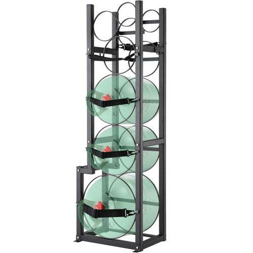 VEVOR Refrigerant Tank Rack, with 1 x 50lb, 2 x 30lb and Other 3 Small Bottle Tanks, Cylinder Tank Rack 15.55x12.99x49.8 in, Refrigerant Cylinder Rack