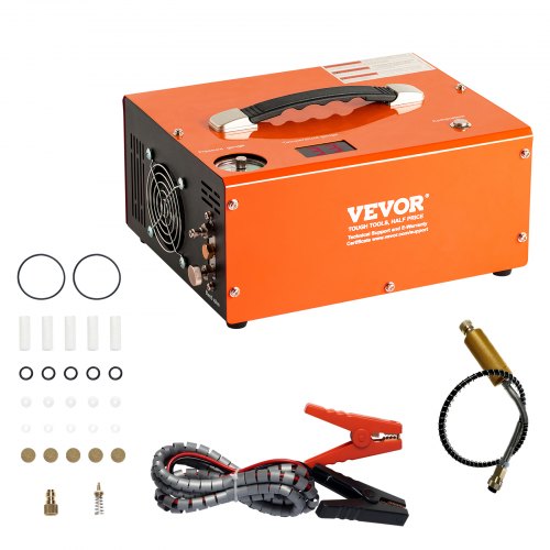 VEVOR PCP Air Compressor, 4500PSI Portable PCP Airgun Compressor with Built-in Converter, Auto-Stop | DC12V-AC120V | Oil & Water-Free Paintball Tank C