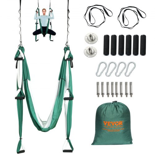 VEVOR Aerial Yoga Swing Set, 2.7 Yards Yoga Hammock Hanging Swing Aerial Sling Inversion Fly Kit Trapeze Inversion Equipment with Ceiling Mount Access