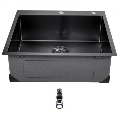 VEVOR 25 inch Kitchen Sink Workstation, 304 Stainless Steel Top Mount Sinks, Drop-In Single Bowl Farmhouse Basin with Accessories, Household Dishwashe