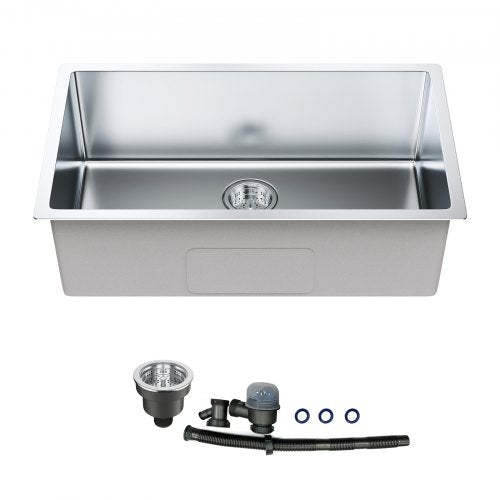 VEVOR Kitchen Sink, 304 Stainless Steel Drop-In Sinks, Undermount Single Bowl Basin with Accessories(Pack of 3), Household Dishwasher Sinks for Workst