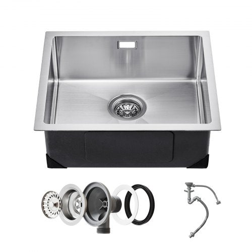 VEVOR 50cm Kitchen Sink Workstation, 304 Stainless Steel Undermount Sinks, Drop-In Single Bowl Farmhouse Basin with Accessories, Household Dishwasher