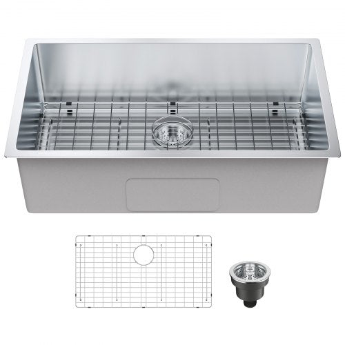 VEVOR Kitchen Sink, 304 Stainless Steel Drop-In Sinks, Undermount Single Bowl Basin with Accessories(Pack of 3), Household Dishwasher Sinks for Workst