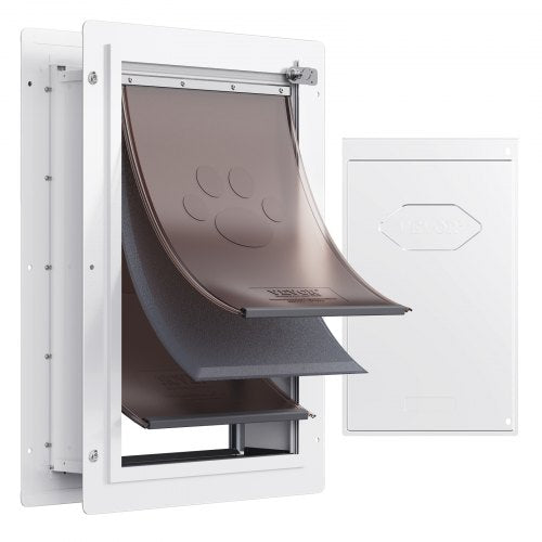 VEVOR Pet Door, 14.25" x 21.1" Metal Frame with Lock and 3-Flap System, Weatherproof Doggy Door, Easy to Install in Interior or Exterior Walls, Pet Do