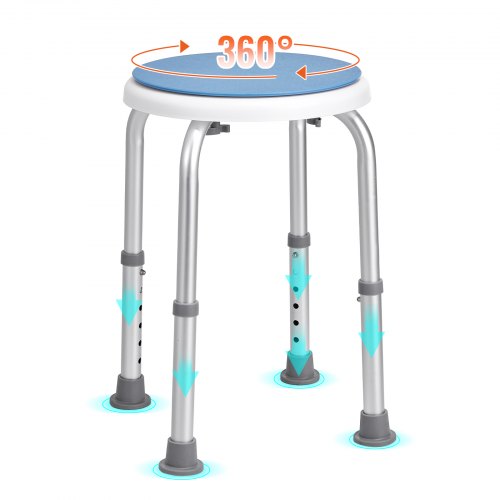 VEVOR Shower Chair for Inside Shower, 360 Degree Swivel Shower Seat, Adjustable Height Shower Stool, Non-Slip Bench Bathtub Seat Stool for Elderly Dis