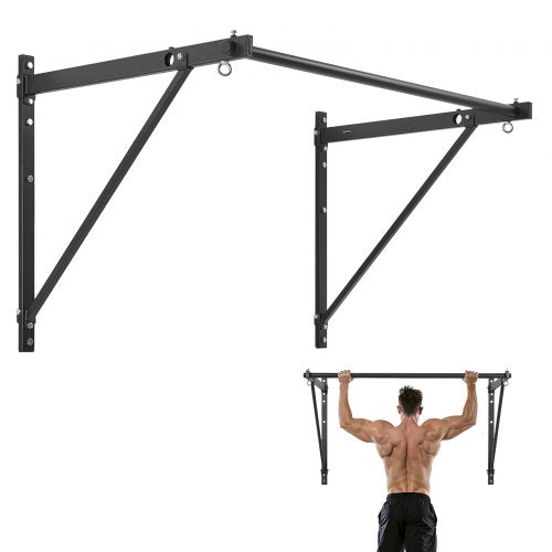 VEVOR Pull Up Bar, 50 in Width Wall Mounted Pull Ups, Adjustable Depth 22" or 30" from Wall, Heavy Duty Steel Upper Body Workout Bars, 440 lbs Weight
