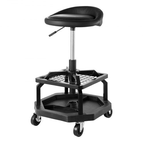 VEVOR Rolling Shop Stool, Pneumatic Garage Seat-Work Stool with 300 lbs Capacity, Adjustable Height Roller Creeper Seat, 360° Swivel Padded Workshop S