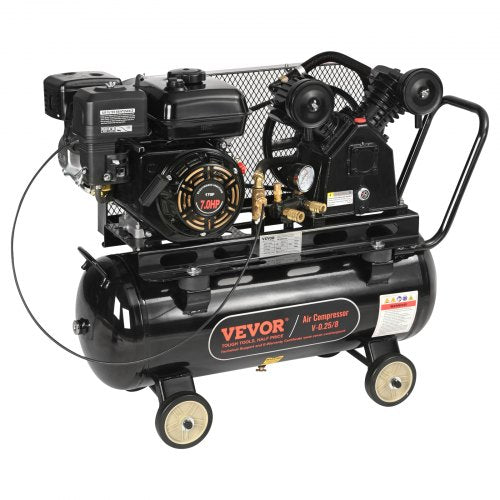VEVOR 7HP Gas Powered Air Compressor, 13.2 Gallon Horizontal Air Compressor Tank, 9CFM@115PSI Gas Driven Piston Pump Air Compressed System with 115PSI