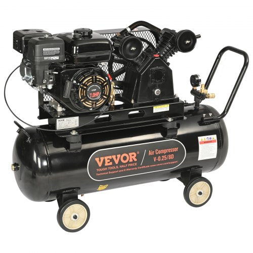 VEVOR 21 Gallon Gas Powered Air Compressor, 7HP 9CFM@115PSI Air Compressor Tank on Wheels, Gas Driven Piston Pump Air Compressed System with 115PSI Ma