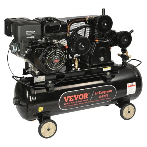 VEVOR 15HP Gas Powered Air Compressor, 30 Gallon Horizontal Air Compressor Tank, 33CFM@115PSI Gas Driven Piston Pump Air Compressed System with 115PSI