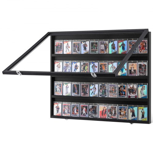 VEVOR 36 Graded Sports Card Display Case, 30.5x24.3x2.1 in, Baseball Card Display Frame with 98% UV Protection Clear View PC Glass, Lockable Wall Cabi