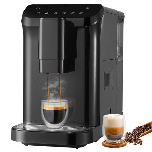 VEVOR Automatic Espresso Machine - Built-In Grinder, 15 Bar Auto Coffee Machine with 15-Level Grinding Settings, Professional Espresso Coffee Maker wi