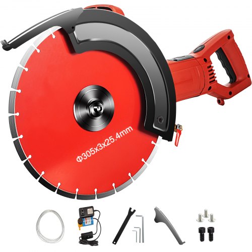 VEVOR Electric Concrete Saw, 12" Concrete Cutter, 15-Amp Concrete Saw, Electric Circular Saw with 12" Blade and Tools, Masonry Saw for Granite, Brick,