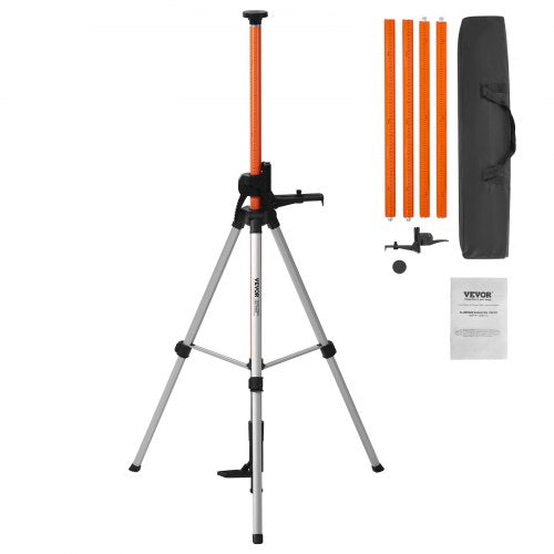 VEVOR Laser Level Tripod, 1-4"-20 & 5-8"-11 Thread Mount, 40.94-133.85 inch Height Adjustment with Level Bubble & Heavy-duty Stand, Extendable Pole Li