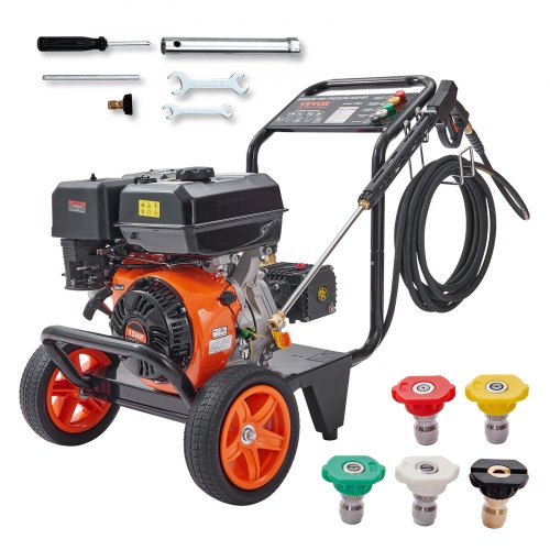 VEVOR Gas Pressure Washer, 4400 PSI 4.0 GPM, Gas Powered Pressure Washer with Copper Pump, Spray Gun and Extension Wand, 5 Quick Connect Nozzles, for