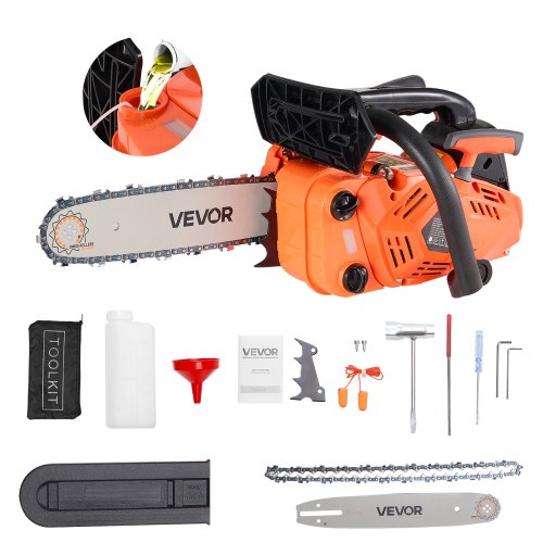 VEVOR 25 cc Gas Chainsaw, 12 inch Gas Powered Chainsaw, 1.02 HP Power Chain Saw with Non-Slip Handle, Gas-Powered Chainsaws with Dual Fuel Tanks, For