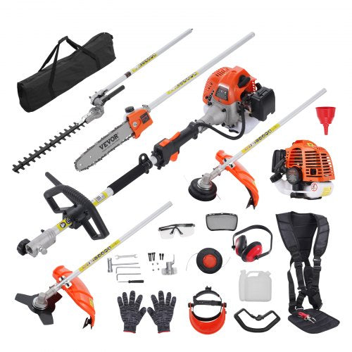 VEVOR 26CC 6-in-1 Multi-Functional Trimming Tools, Gas Hedge Trimmer, Weed Eater, String Trimmer, Brush Cutter, Edger, Pole Saw Chainsaw Pruner with E