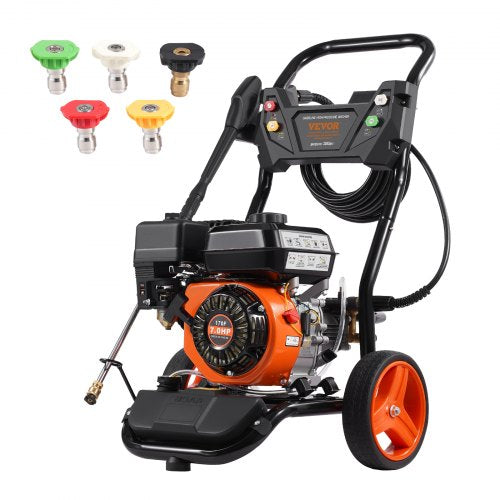 VEVOR Gas Pressure Washer, 3950 PSI 10L-min, 2.6 GPM Gas Powered Pressure Washer with Copper Pump, Spray Gun and Extension Wand, 5 Nozzle Set, for Car