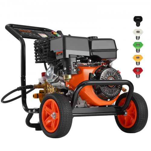 VEVOR Gas Pressure Washer, 4400 PSI 15L-min, 4 GPM Gas Powered Pressure Washer with Copper Pump, Spray Gun and Extension Wand, 5 Nozzle Set, for Cars,