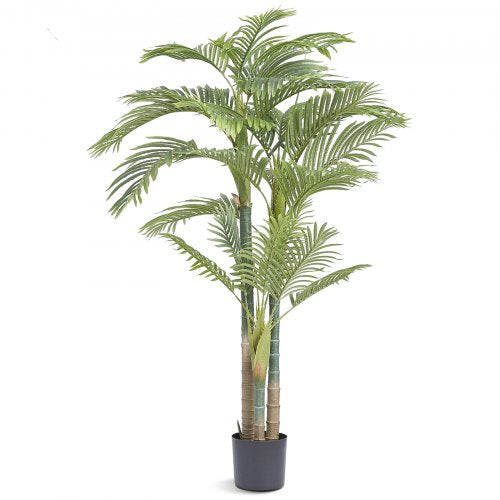 VEVOR Artificial Gold Cane Palm Tree, 2m Tall Faux Plant, PE Material & Anti-Tip Tilt Protection Low-Maintenance Plant, Lifelike Green Fake Tree for H