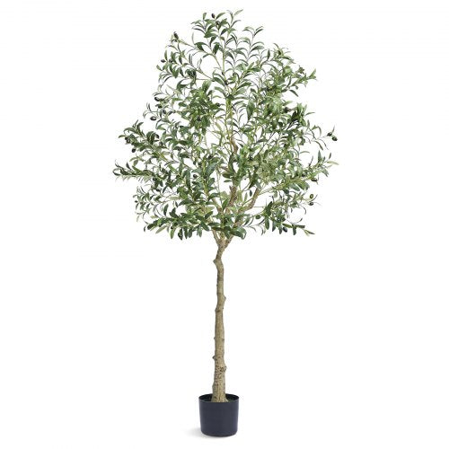 VEVOR Artificial Olive Tree, 1.8 m Tall Faux Plant, Secure PE Material & Anti-Tip Tilt Protection Low-Maintenance Plant, Lifelike Green Fake Potted Tr