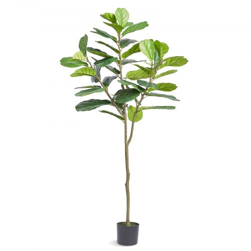 VEVOR Artificial Fiddle Leaf Fig Tree, 6 FT, Secure PE Material & Anti-Tip Tilt Protection Low-Maintenance Faux Plant, Lifelike Green Fake Potted Tree